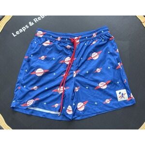 Baseballism Men's Medium Space Ball Diamond Air Mesh Shorts Blue Red Pitcher